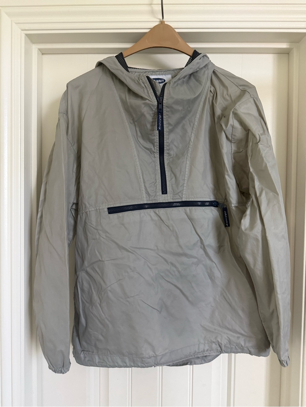 Old Navy Light Gray Jacket with Navy Trim